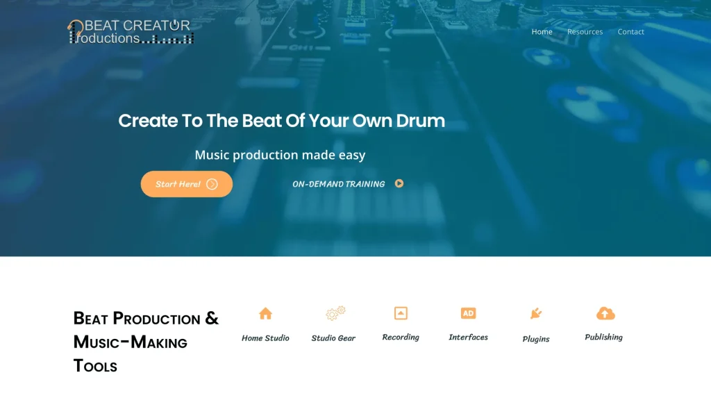 Modern website with DJ & music production tips and advice from music teachers and musicians for home studio design and gear
