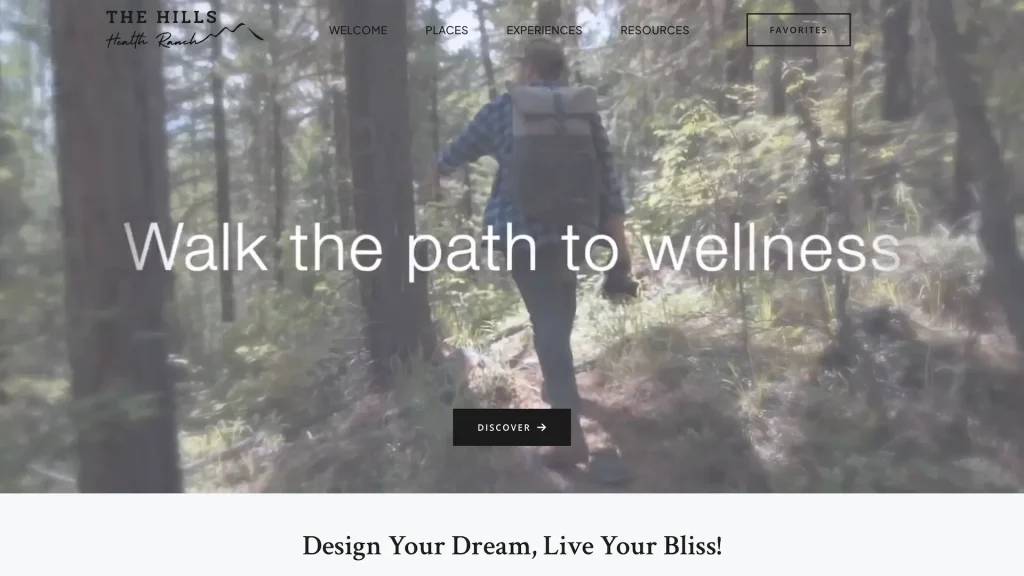 Website for wellness ranch for medical tourism, active lifestyle, spa therapy, yoga retreats, fitness and healing journey