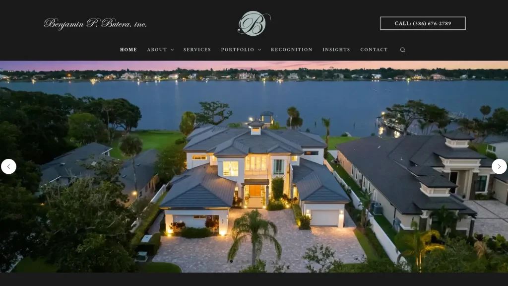 Website for Florida architecture studio with construction & interior design services like beach house real estate floor plans