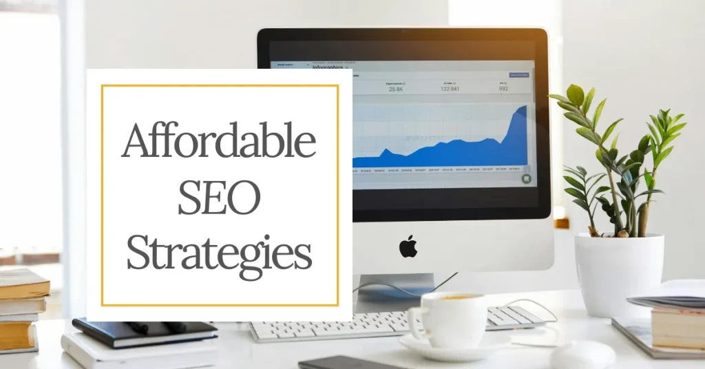 Affordable SEO strategies for small business owners, like SEO content, blog articles, social media and email marketing.