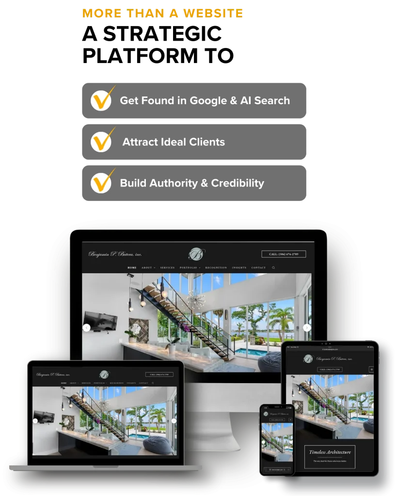 Luxury Architect Website for Lead Generation Florida luxury custom home builder construction website for lead generation of ideal client and Google and AI search results