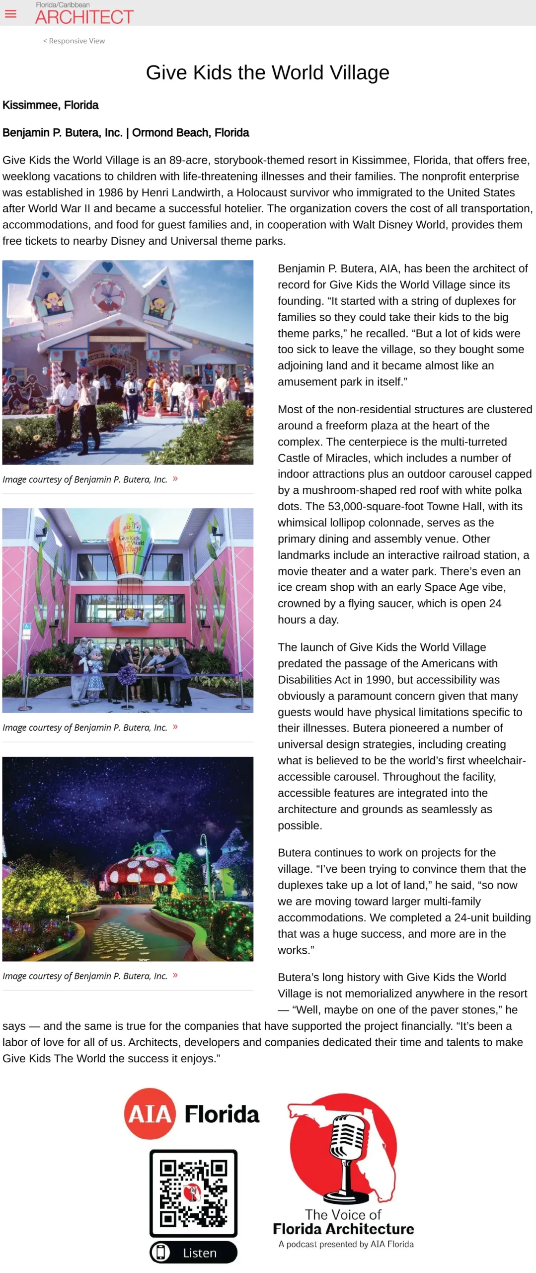 Luxury Architecture Public Relations Campaign Media Outreach AIA Magazine Florida luxury architecture portfolio Give Kids The World feature media outreach public relations campaign